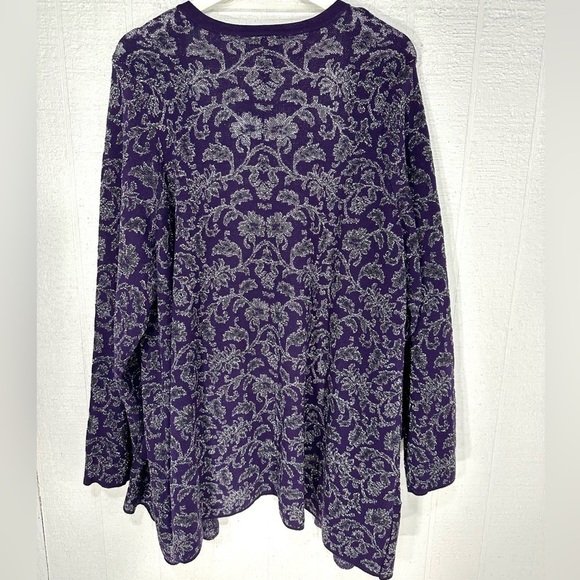 NWT Catherines knit metallic floral ruffle open front cardigan size 2X - Picture 4 of 8
